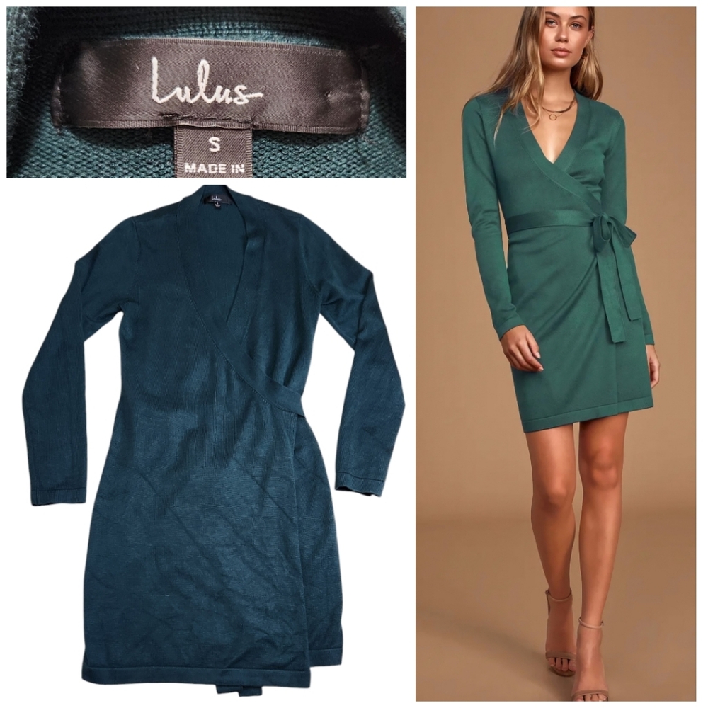 Lulu's Teal Wrap Mini Dress